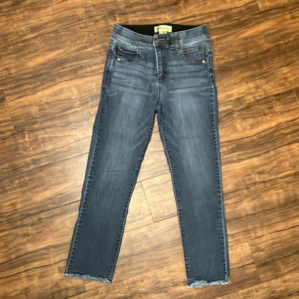 Democracy Blue Straight Leg Jeans with Faded Look